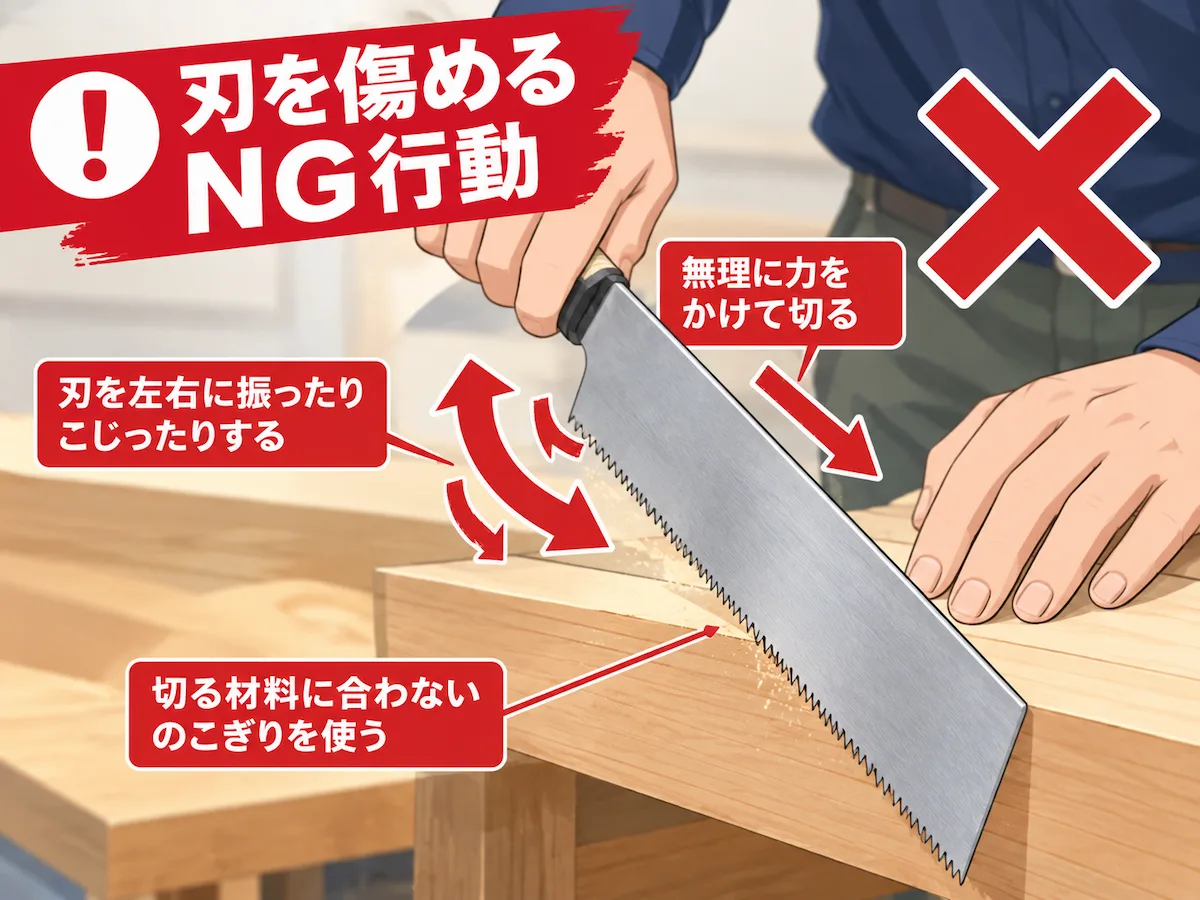 木材を切る際に注意したいのこぎりの使い方