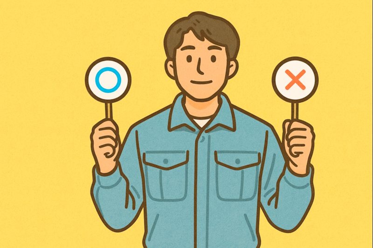 のこぎりを強く押す切り方と、力を抜いて引く切り方の比較