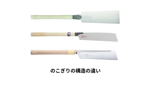 のこぎりの構造の違い（両刃・片刃・胴付き）
